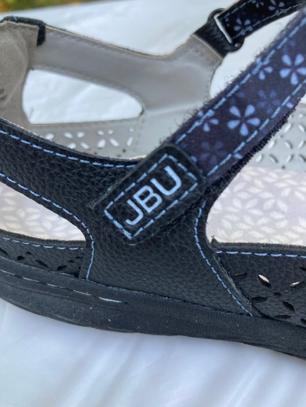 JBU Jambu Black Flats Perforated Comfort Mary Jane Floral Strap Vegan, Sz 9.5 - Picture 7 of 11